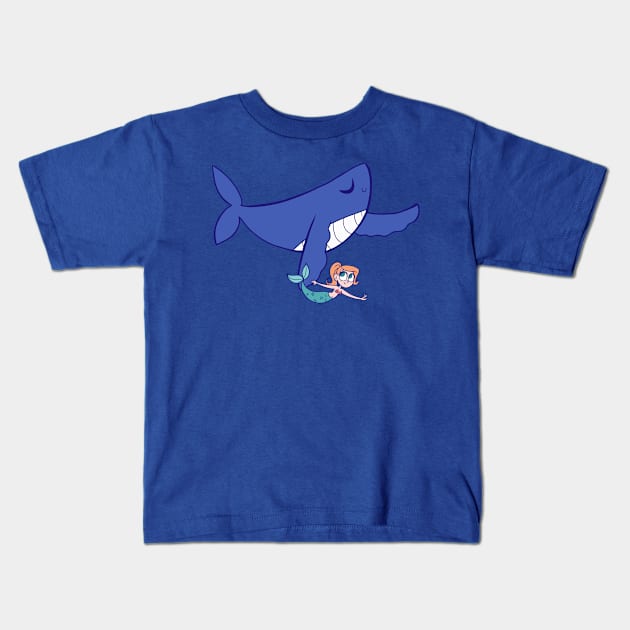 Whale & Mermaid Kids T-Shirt by katidoodlesmuch